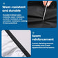 Black waterproof trunk mat corner seam with reinforced stitched border