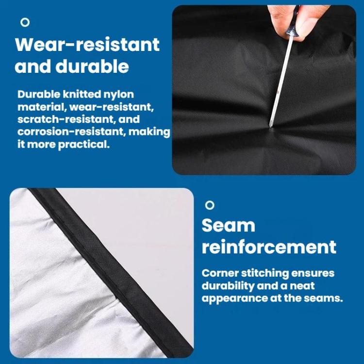 Black waterproof trunk mat corner seam with reinforced stitched border