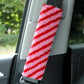 Car seatbelt lamb wool shoulder pad, red and white striped plush strap cover