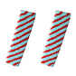 Car seatbelt lamb wool shoulder pad decorations, light blue and red striped, 2-pack