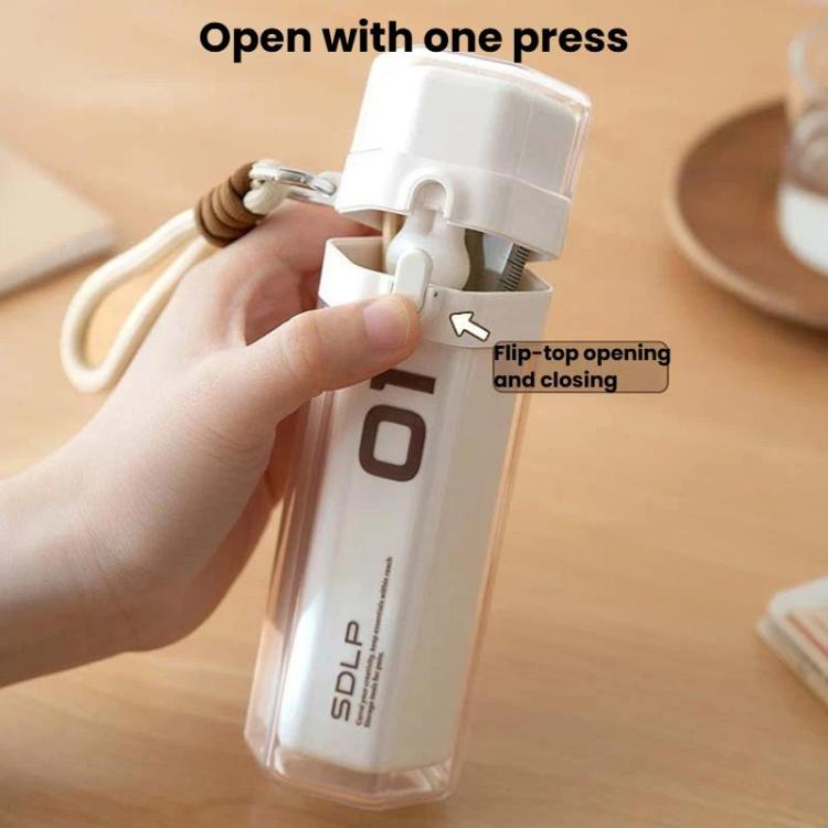 White pop-up pen box pencil holder open with one-press flip-top lid