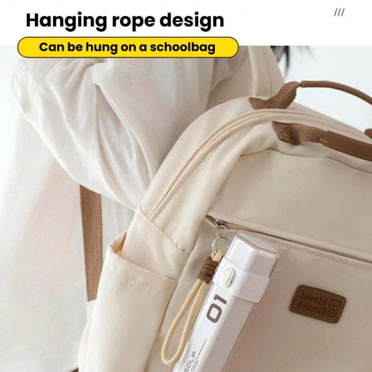 White pop-up pen box pencil holder with hanging rope design for a school bag