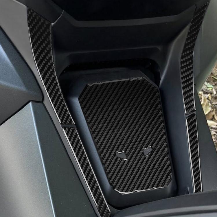 Black carbon-fiber center post protector sticker set with mounting holes