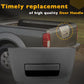 Tailgate handle panel with rectangular recess, dark gray on pickup tailgate