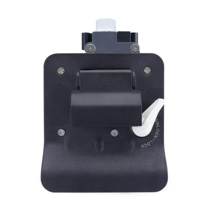 Black RV door lock with key cylinder and latch cover