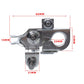 Automotive battery positive terminal with metal ring and mounting posts, side view