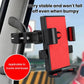 Anti-shake phone holder mount on car dashboard area, red and black.
