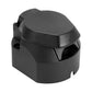 Automotive trailer socket connector cover cap with black plastic housing