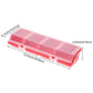 Pink multi-compartment hardware storage box with clear lid and long row of divided slots