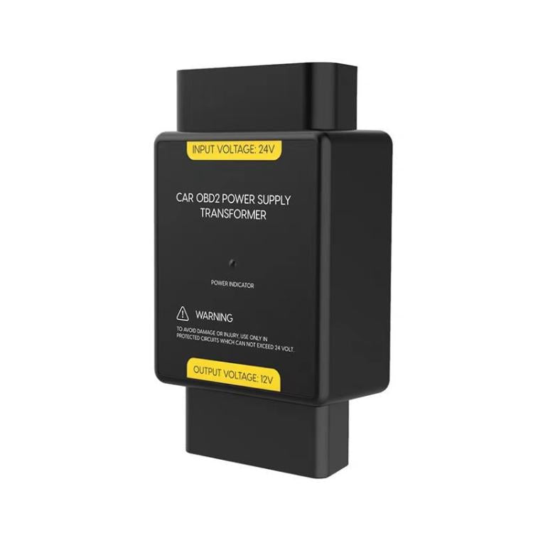 AUTOOL 24V to 12V OBD power step-down converter, black body with input and output labels