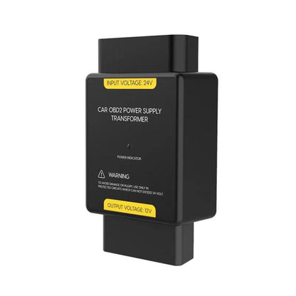 AUTOOL 24V to 12V OBD power step-down converter, black body with input and output labels