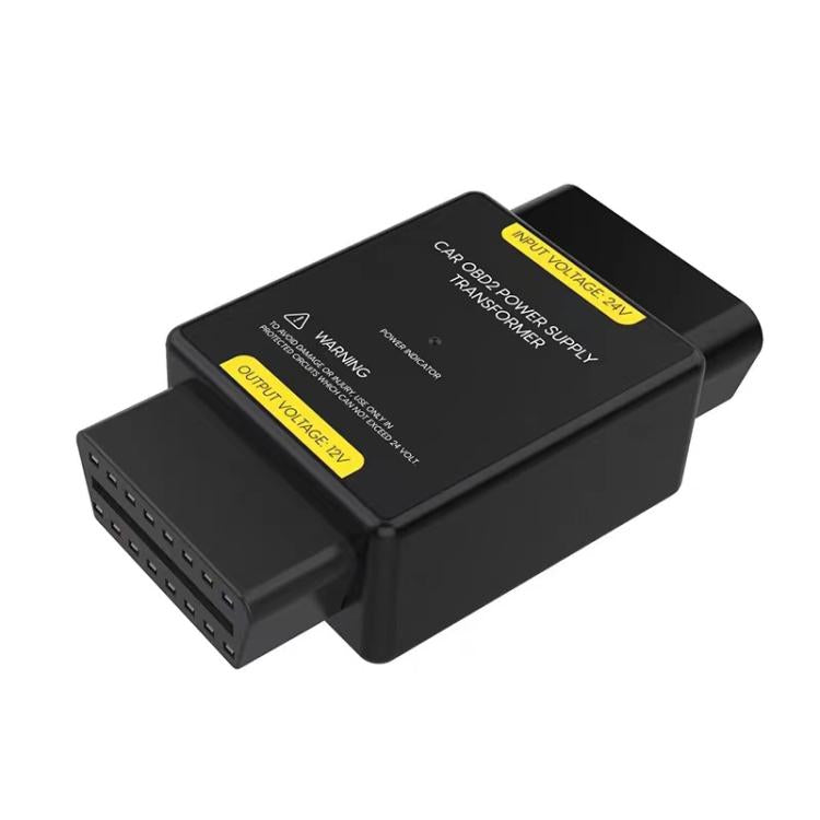 AUTOOL 24V to 12V car OBD power step-down converter, black housing with side port block
