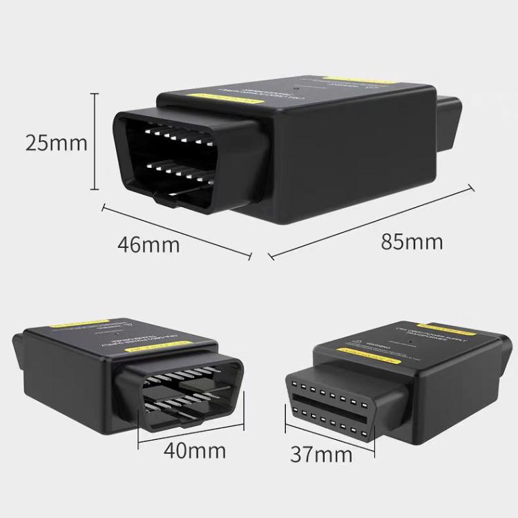 AUTOOL 24V to 12V OBD converter, compact black unit with visible dimensions and port views