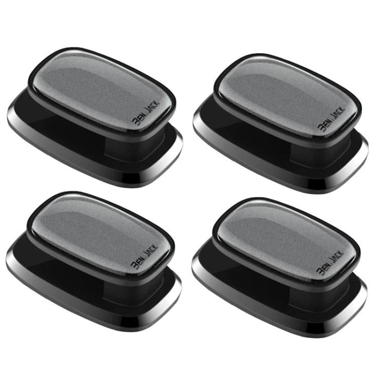 Set of 4 mini self-adhesive car hooks, silver-gray oval base with loop at top