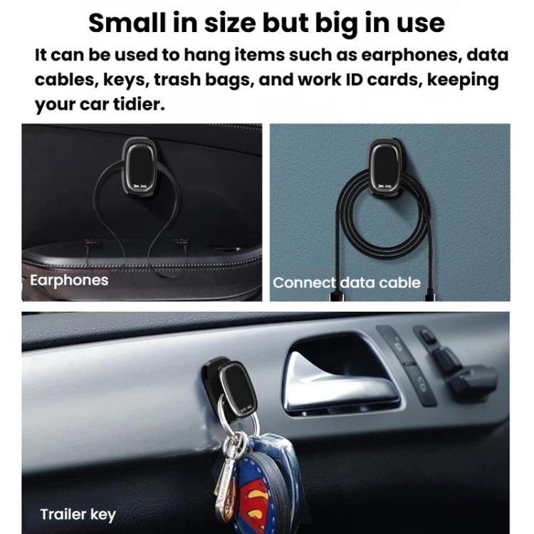 Mini car hook hanging keys or small items from the oval top ring