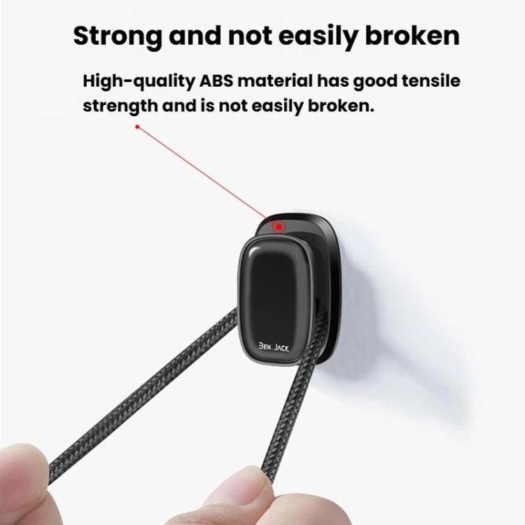 Durable black mini self-adhesive car hook with loop cord and small ABS body