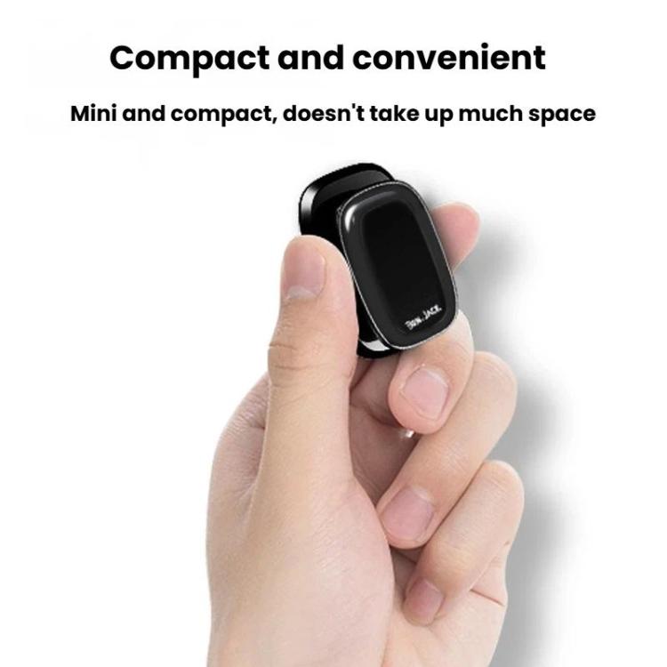 Compact black mini self-adhesive car hook held in a hand