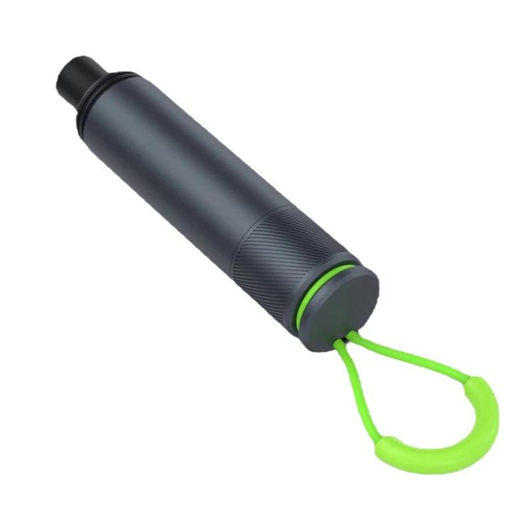 3-in-1 car safety hammer keychain with black handle and neon green lanyard loop