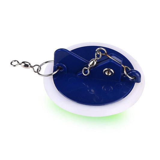 Dark blue luminous fishing connector disc with metal swivel and snap hooks