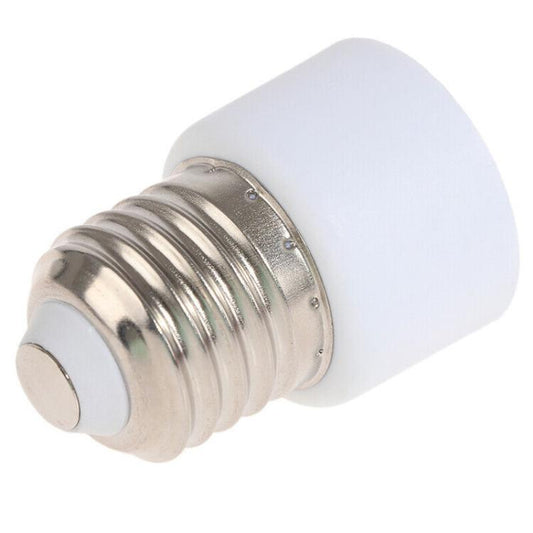 E27 screw base to lamp socket adapter, silver threads and white housing