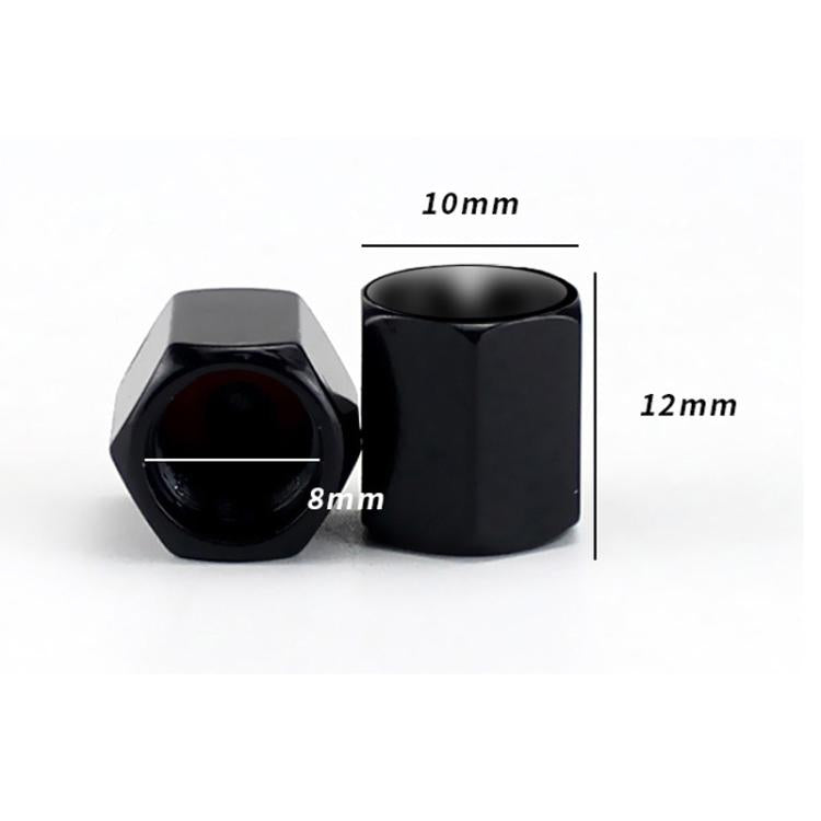 Black valve stem caps with size markers (8mm, 10mm, 12mm) shown