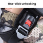 Black helmet chin strap with quick-release buckle close-up