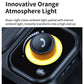 Sun visor-style Bluetooth car speaker with glowing yellow control dial and light ring