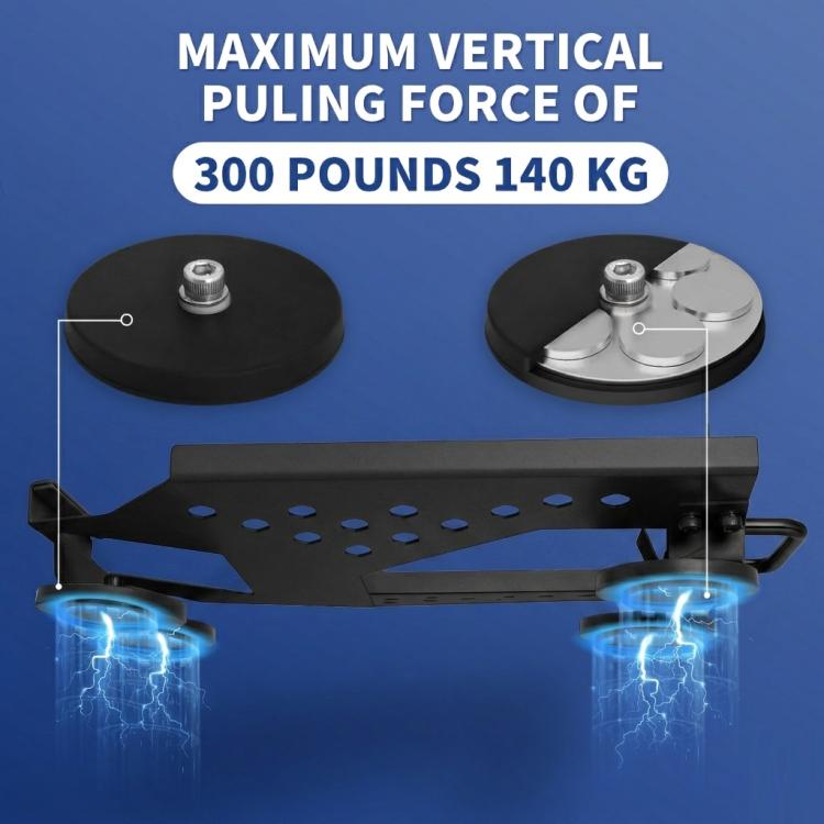 Magnetic mounting bracket showing strong pull-force discs