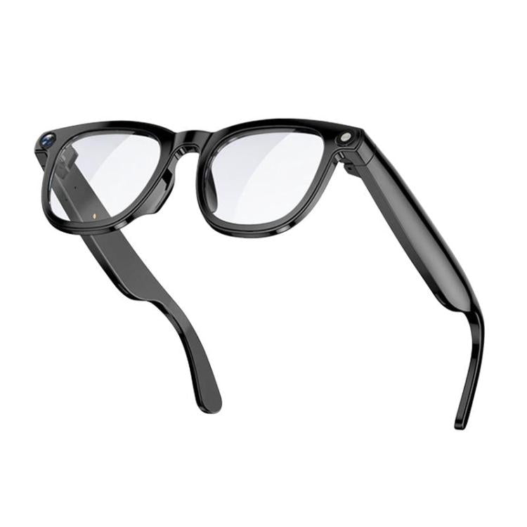 CY01 smart glasses with clear lenses, black frames, and camera hardware