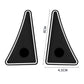 Pair of black triangular door corner bumper guards with circular hole and trim