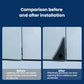 Triangular car door corner protector shown before and after installation