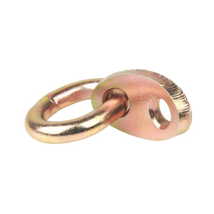 Zinc-plated steel lifting ring with loop eye and mounting plate