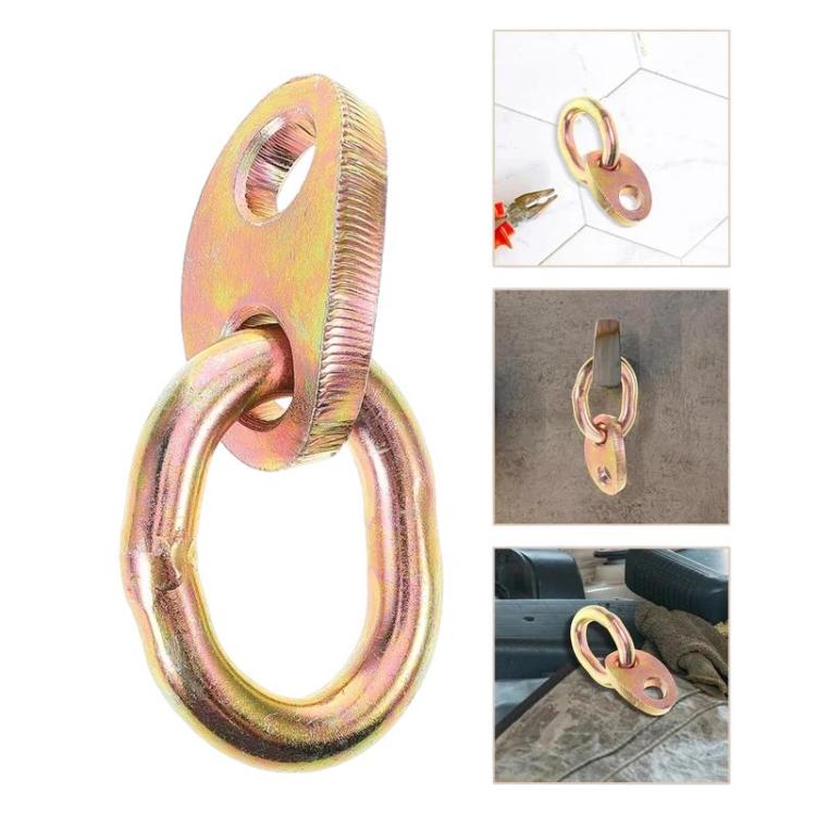 Zinc-plated steel lifting ring with large eye for lifting strap