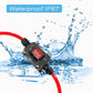 IP67 waterproof switch junction box with red rocker on red cable, splash-proof housing