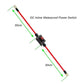 DC inline waterproof power switch junction box on red cable with about 30 cm leads