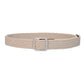 Woven canvas belt with square buckle, beige textured weave