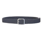 Woven canvas belt with square buckle, gray textured weave