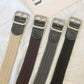 Woven canvas belt set with square buckles and stitched ends in mixed colors