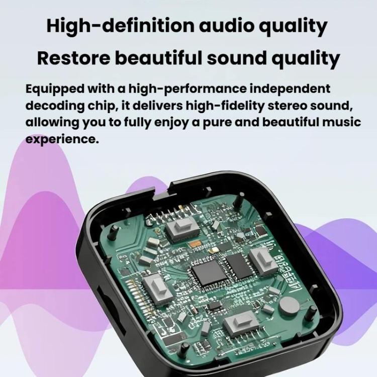 Bluetooth audio receiver with open casing showing internal circuit board, black