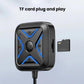 Bluetooth audio receiver with blue-lit panel and TF card plug, black