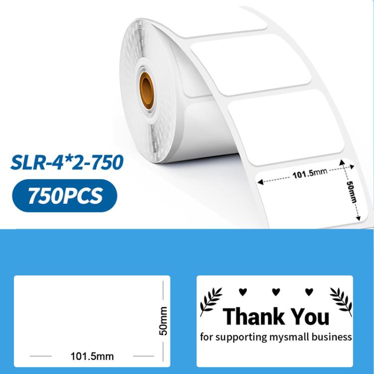 Phomemo white 4x2 thermal shipping label stickers, 750 pcs on roll