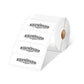 White thermal label stickers roll with multiple printed label tags