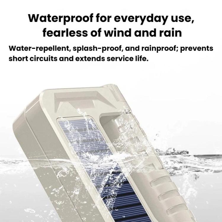 White foldable solar lantern with sealed water-splash design over solar panel