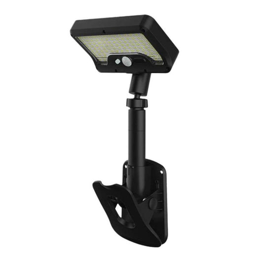 Black solar motion sensor clip-on light with rectangular head and two front sensor lenses