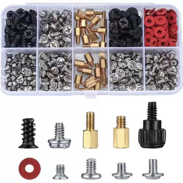 228-piece PC screw set assortment with mixed metal screws, standoffs, and washers