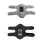 Two knee braces laid flat: gray and black with central patella support pad