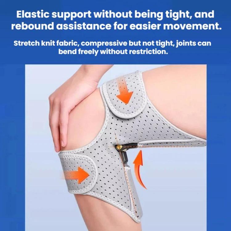 Gray knee brace with adjustable strap system and cushioned patella support