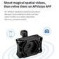 Black digital eyepiece camera adapter for APVision app control, shown with phone