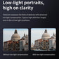 Digital eyepiece camera adapter with lens module shown alongside photo examples