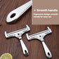 Adjustable thickness cheese slicer with ergonomic smooth handle and silver frame
